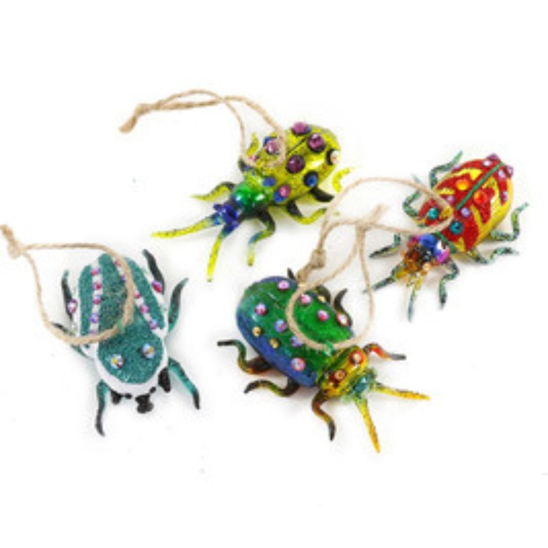 Tiny Beetle Blown Glass Ornaments