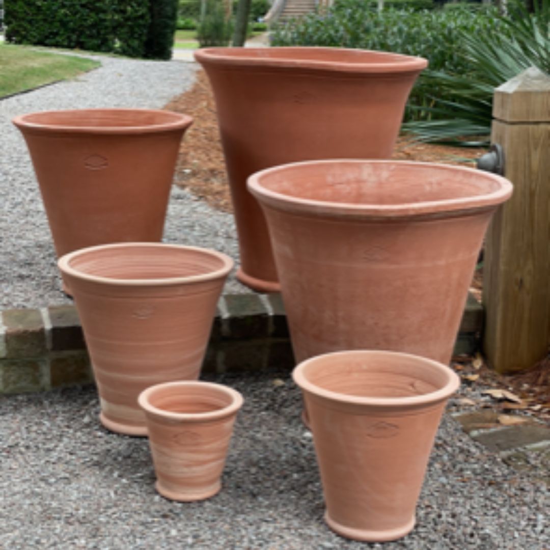 John's Garden Company Impruneta terra cotta pots, range of sizes, simple terra cotta pots