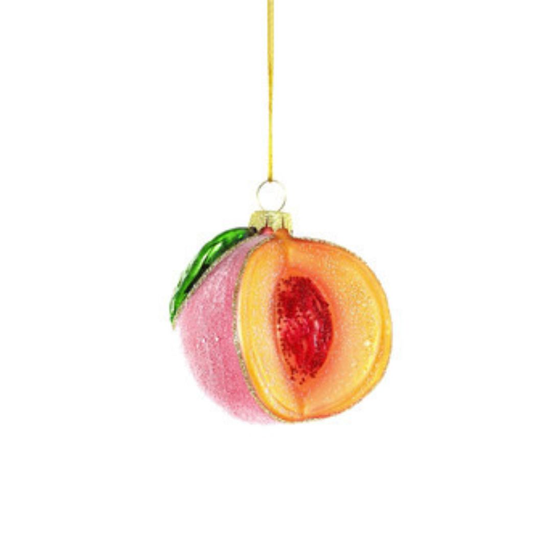 peach glass ornament, john's garden company